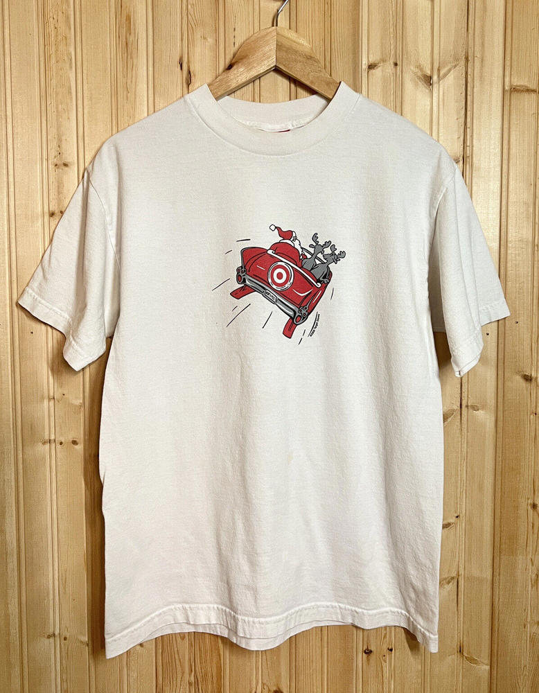 Vintage Target Christmas Shirt Santa’s Sleigh Year 2000 White thin sz M